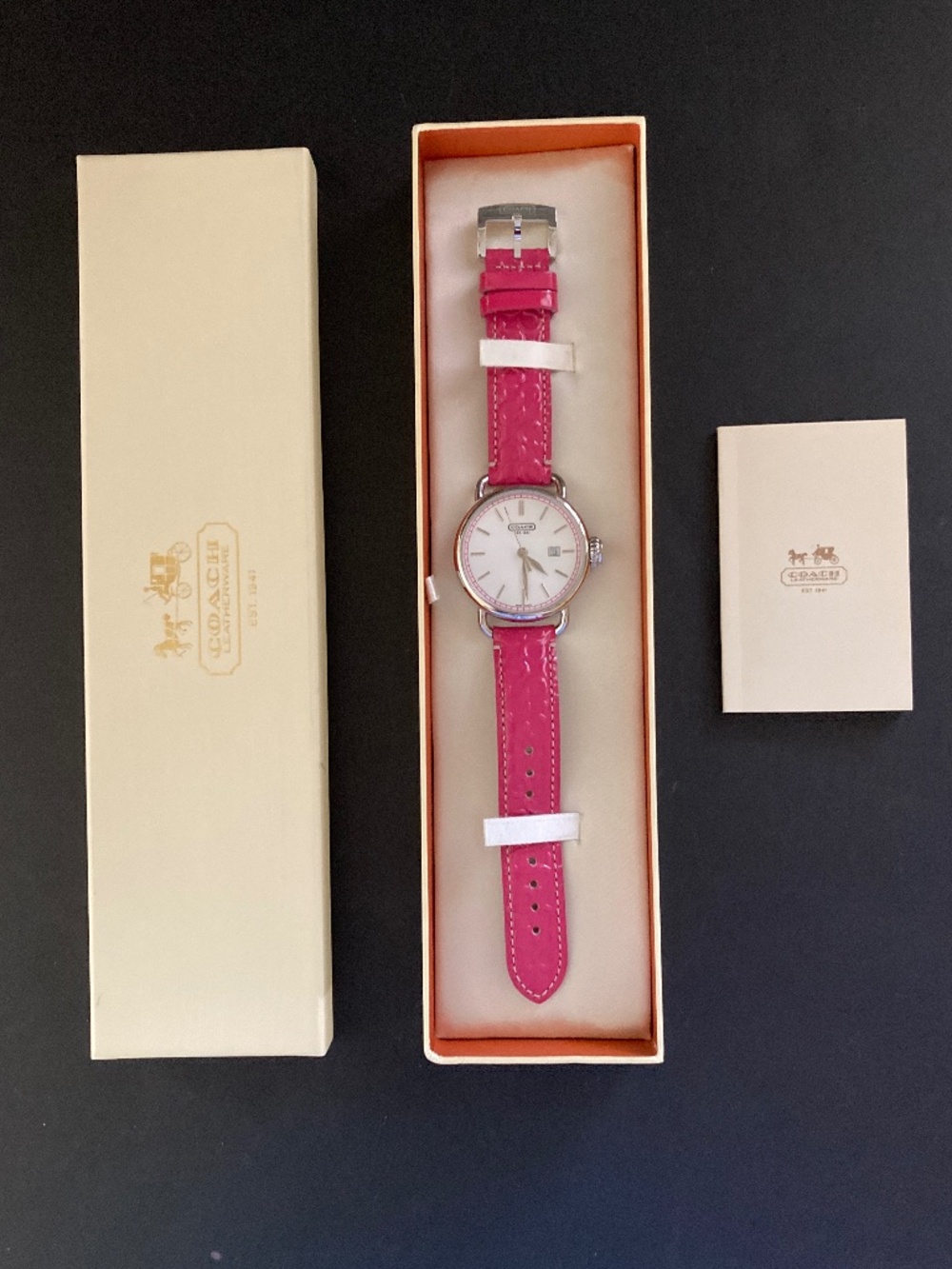 Coach Stainless Quartz Watch/Pink Leather Strap/CA.35.714.0445/NEW BATTERY/BOX!